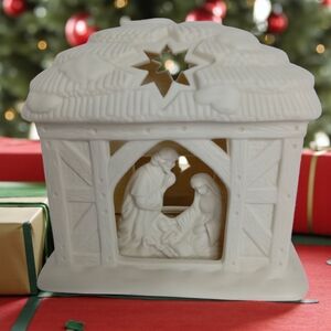 PartyLite Cream Nativity Scene Decor HOLDS SINGLE TEALIGHT‎ CANDLE RETIRED VGC